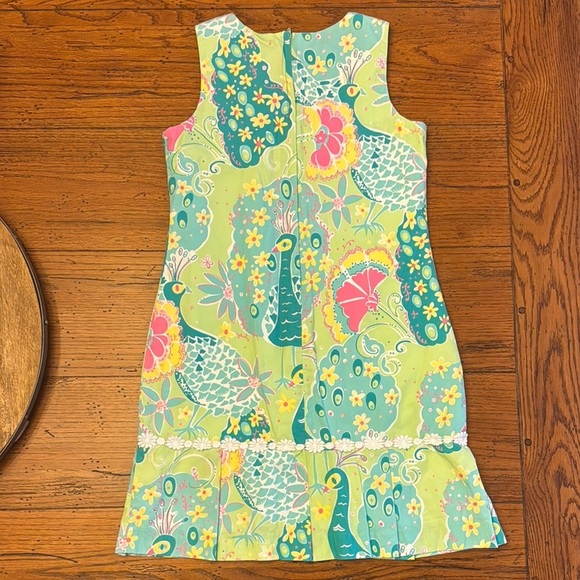 Vintage Lilly Pulitzer Yellow/Blue/green Ruffled Peacock dress 100% cotton - Picture 3 of 3